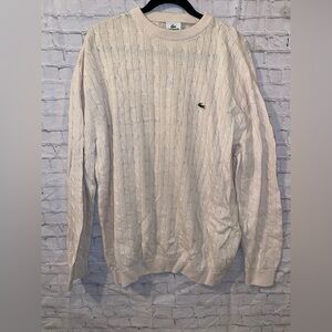 Lacoste Men’s Off-White Cable Crewneck Sweater